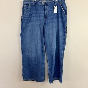NWT Forever 21 Carpenter Relaxed Fit Straight Wide Leg Denim Jeans Size 20